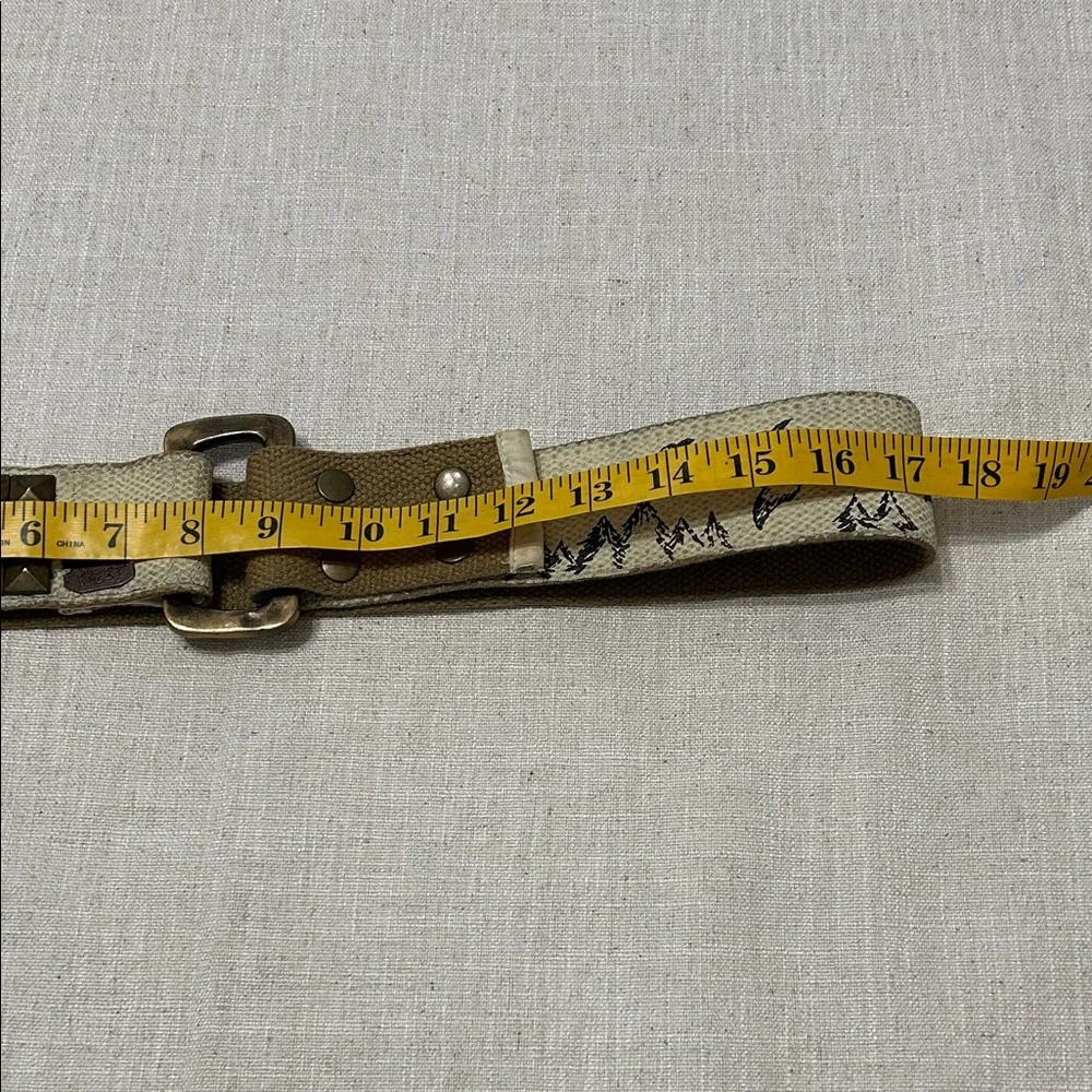 Free People We the Free Belt Studded Canvas Mountain Design and Large Buckle - Picture 7 of 13